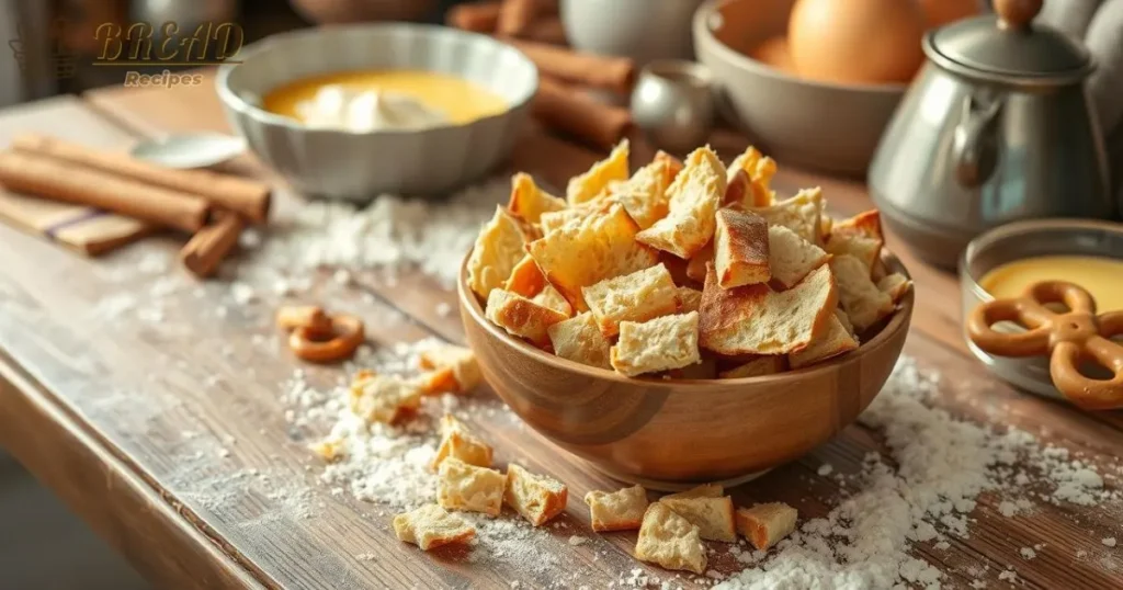 Pretzel Bread Pudding Base Preparation