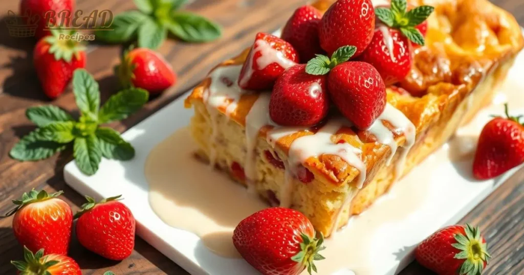 Strawberry Bread Pudding Dish