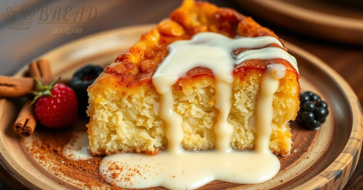 bread pudding with vanilla sauce